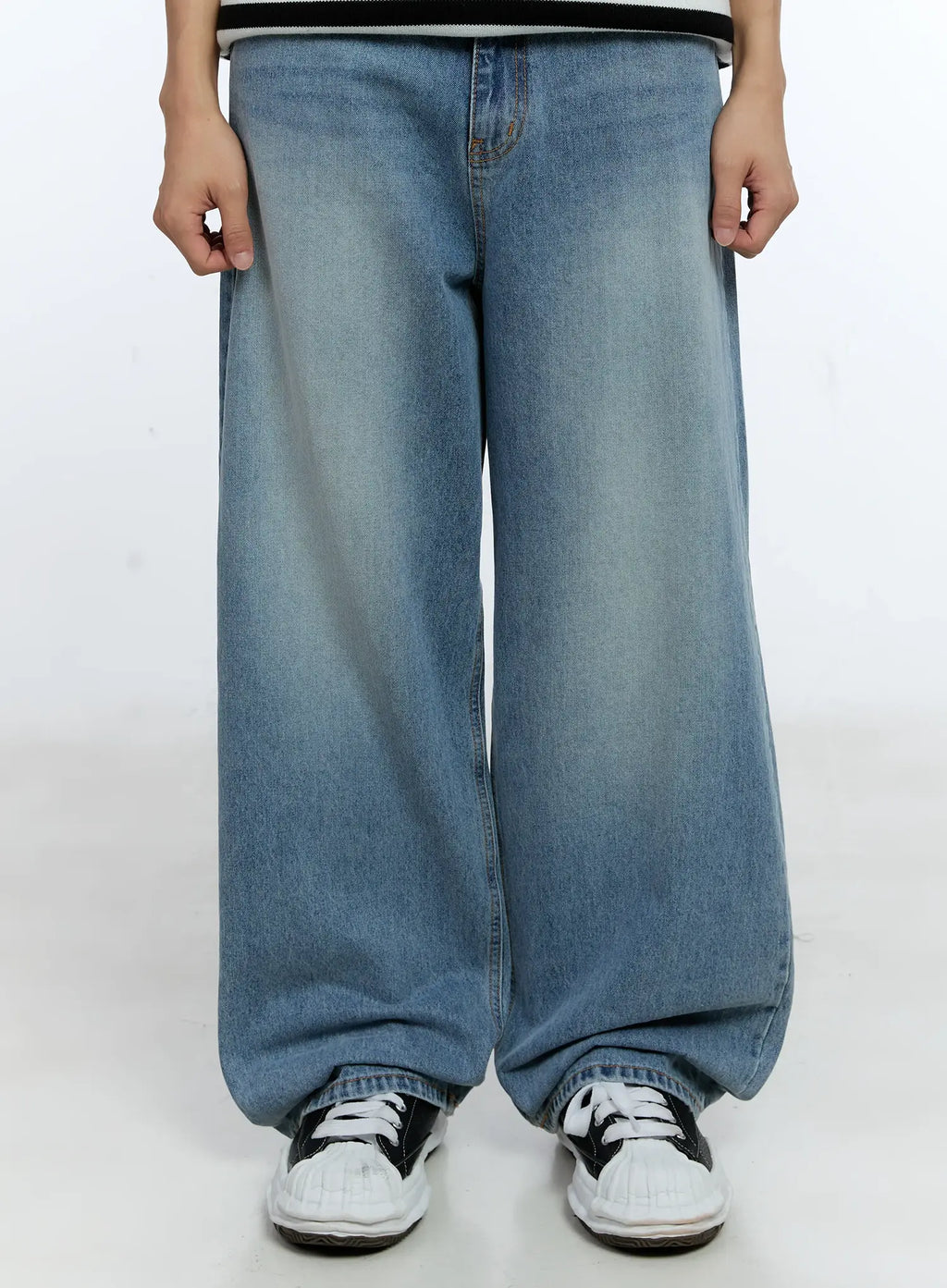 Men's Casual Wide Leg Washed Jeans IG519