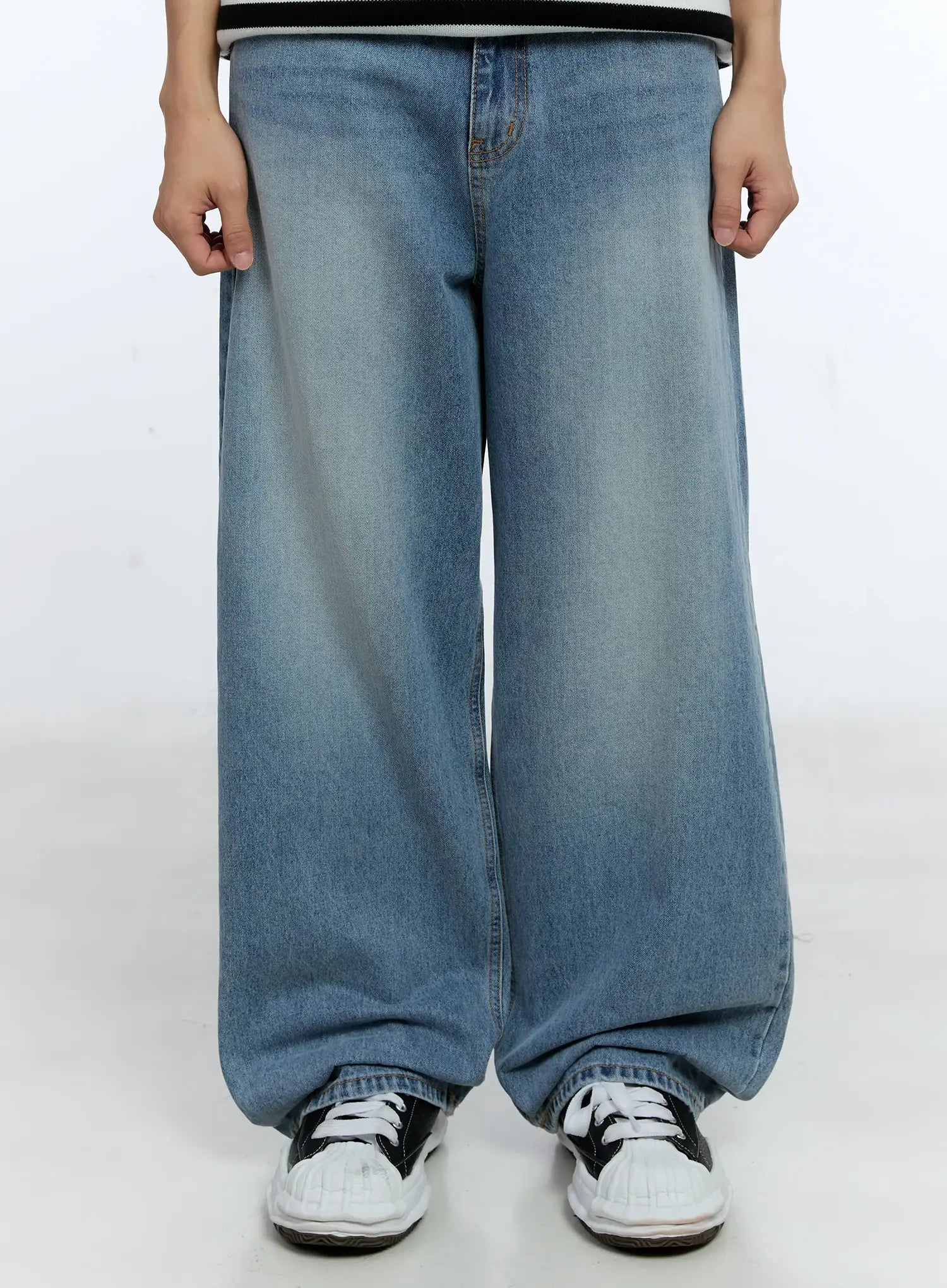 Men's Casual Wide Leg Washed Jeans IG519