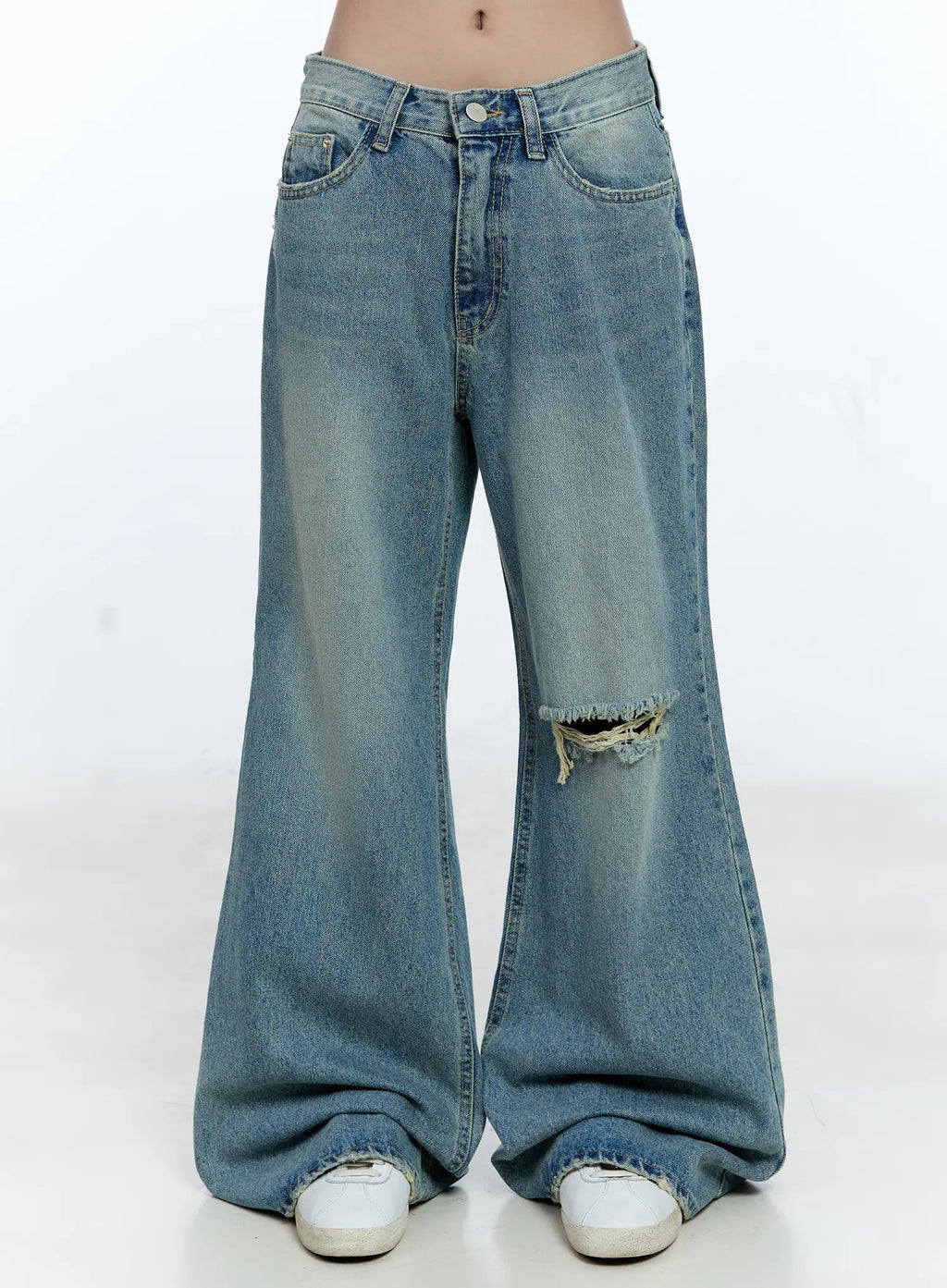 Mazie Distressed Wide-Leg Flare Jeans CG512