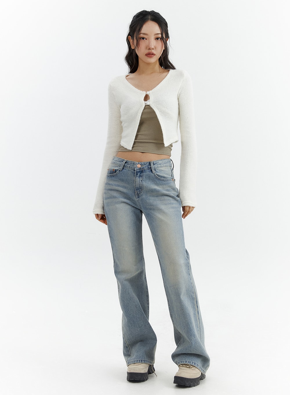 Low Waist Cargo Flare Jeans CJ423