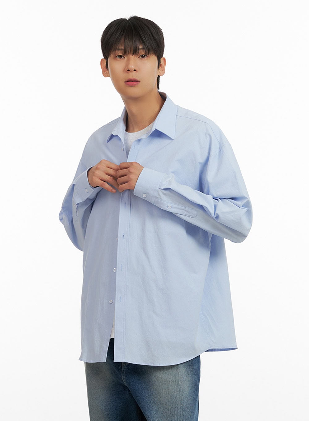 Men's Oversized Cotton Buttoned Shirt IU418