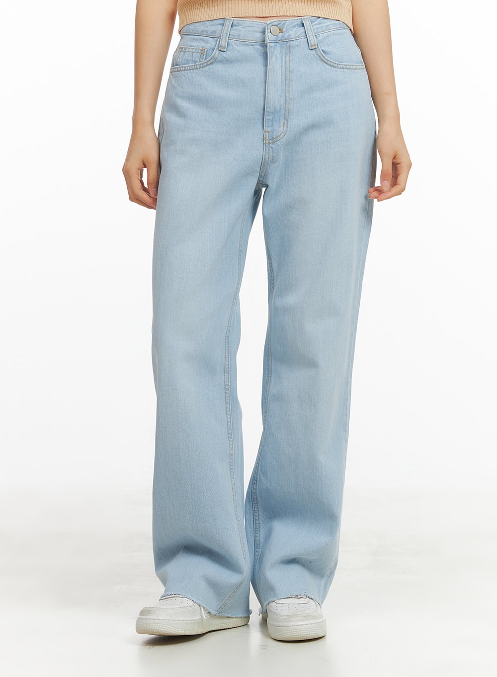 Cotton Washed Loose Fit Straight Jeans OY421