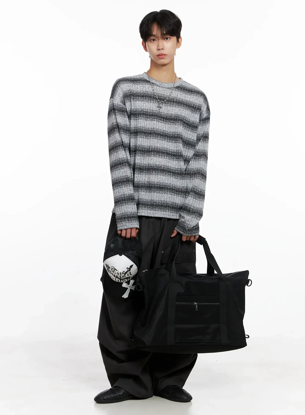 Men's Ribbed Striped Long Sleeve Shirt IO516