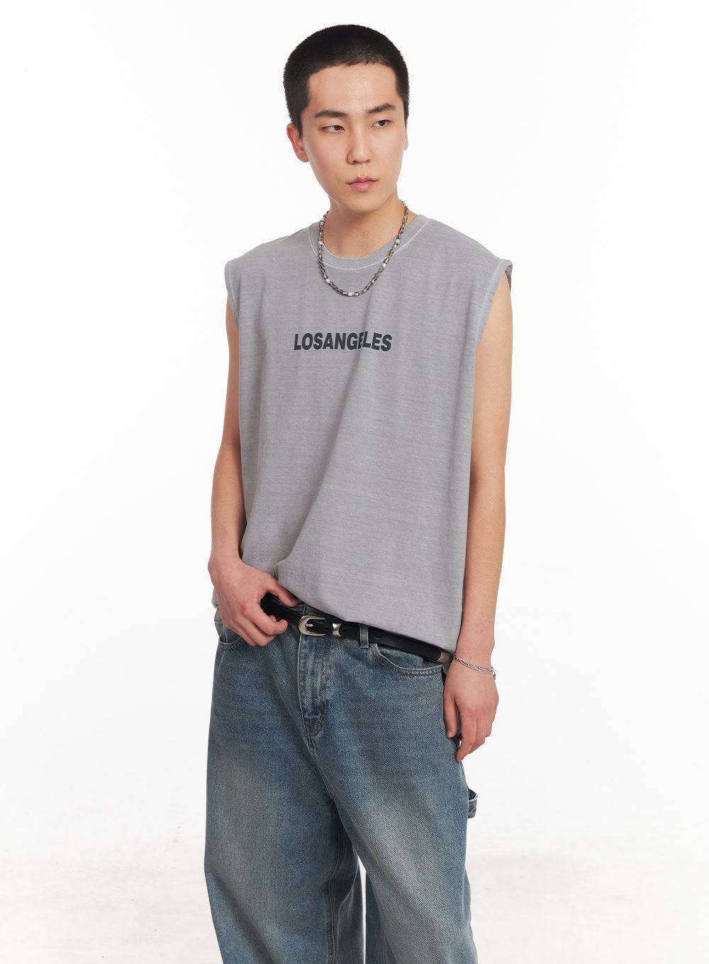Men's Los Angeles Graphic Loose-Fit Sleeveless Shirt IY506