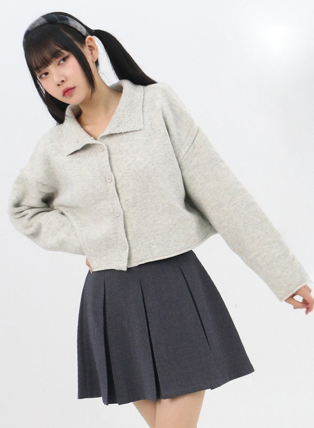 Collar Crop Cardigan IN314