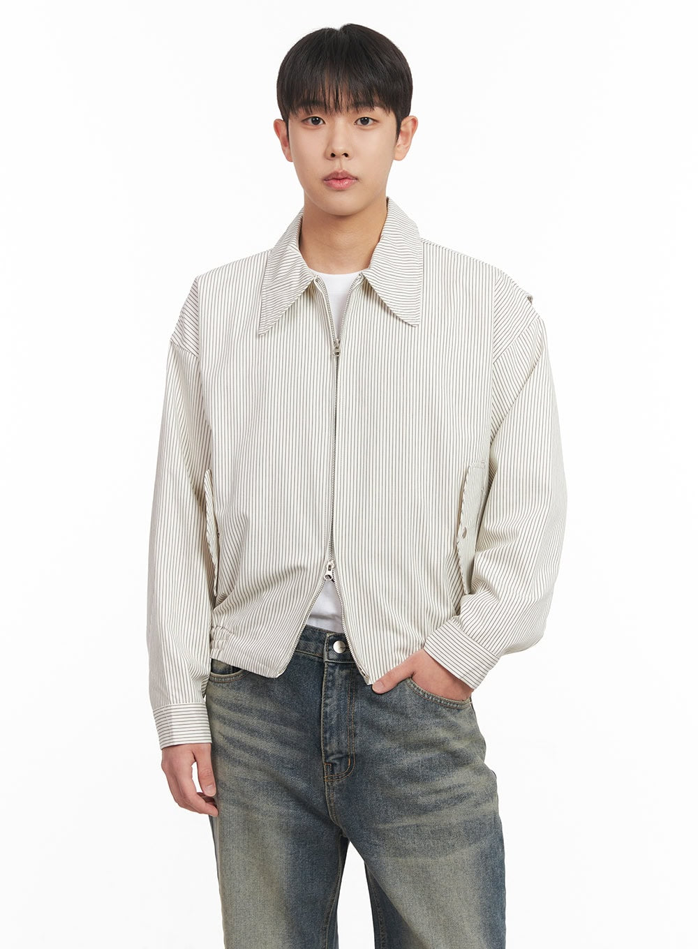 Men's Cotton Striped Zip-Up Jacket IM517