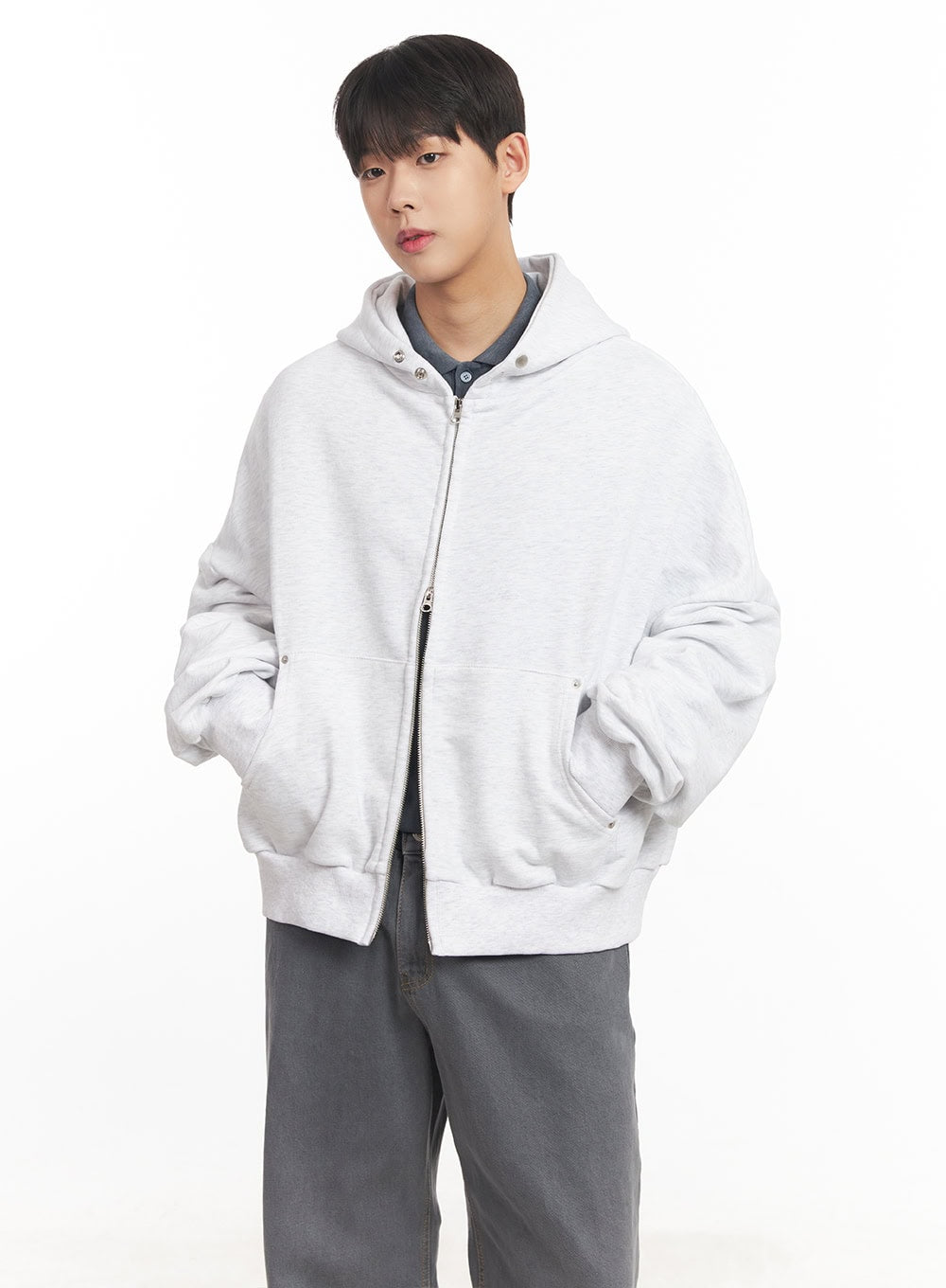 Men's Oversize Zip-Up Hooded Jacket IM527