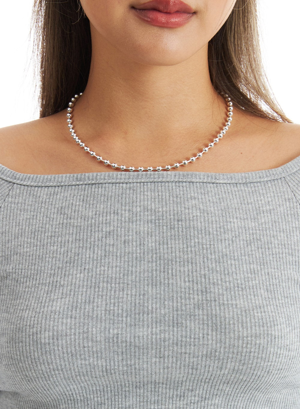 Elegant Silver Beaded Choker CO318