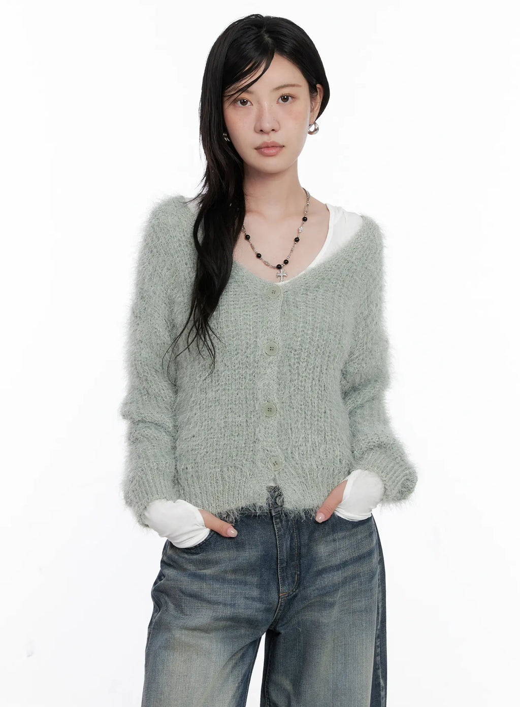 Fuzzy Knit Cardigan CS526