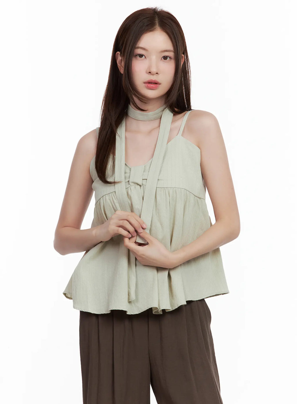 Ribbon Tie Tank & Scarf Set CL502