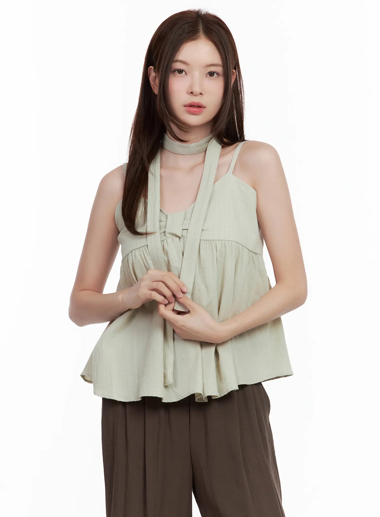 Ribbon Tie Tank & Scarf Set CL502