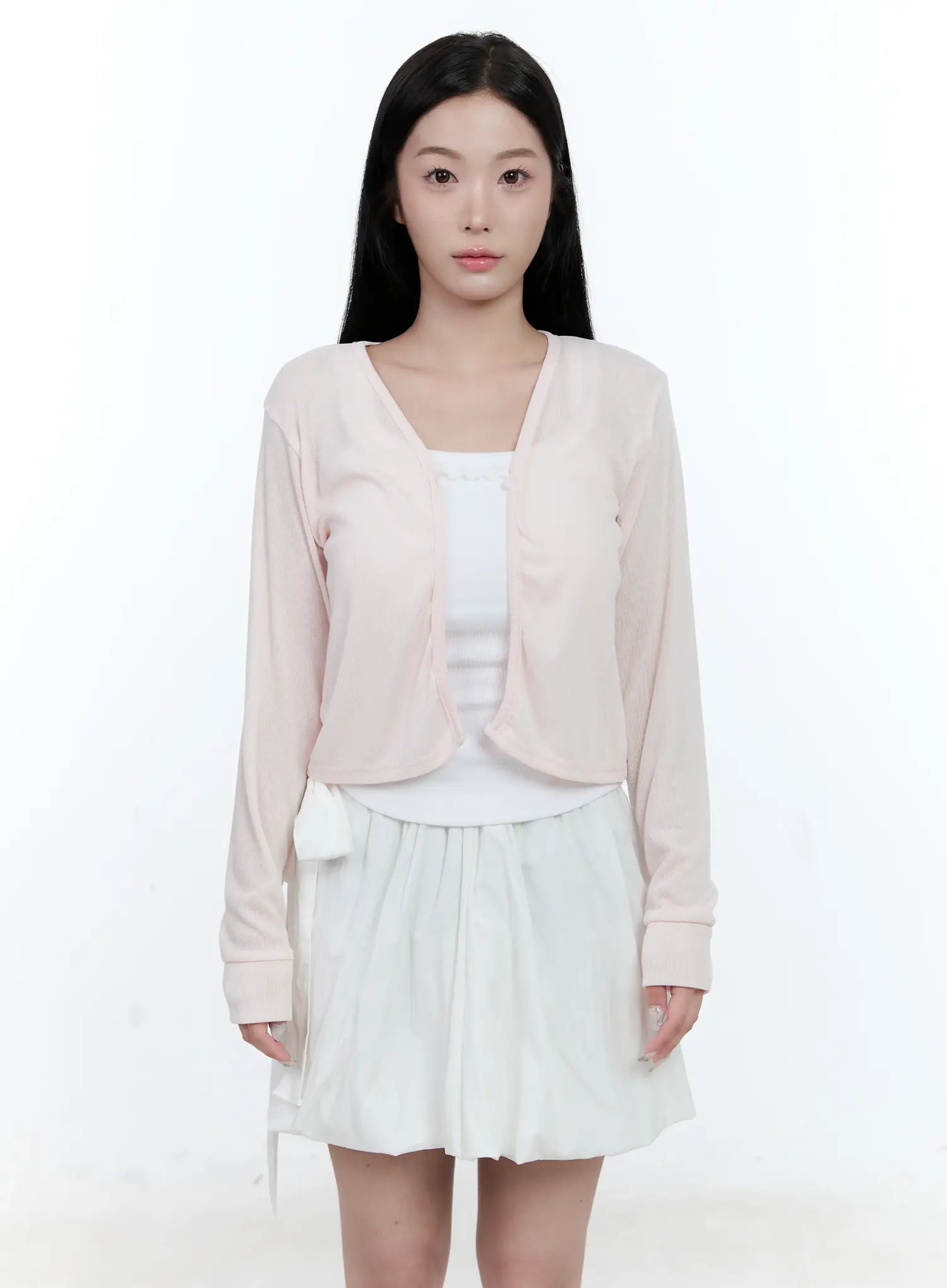 Sheer V-Neck Basic Cardigan CL530