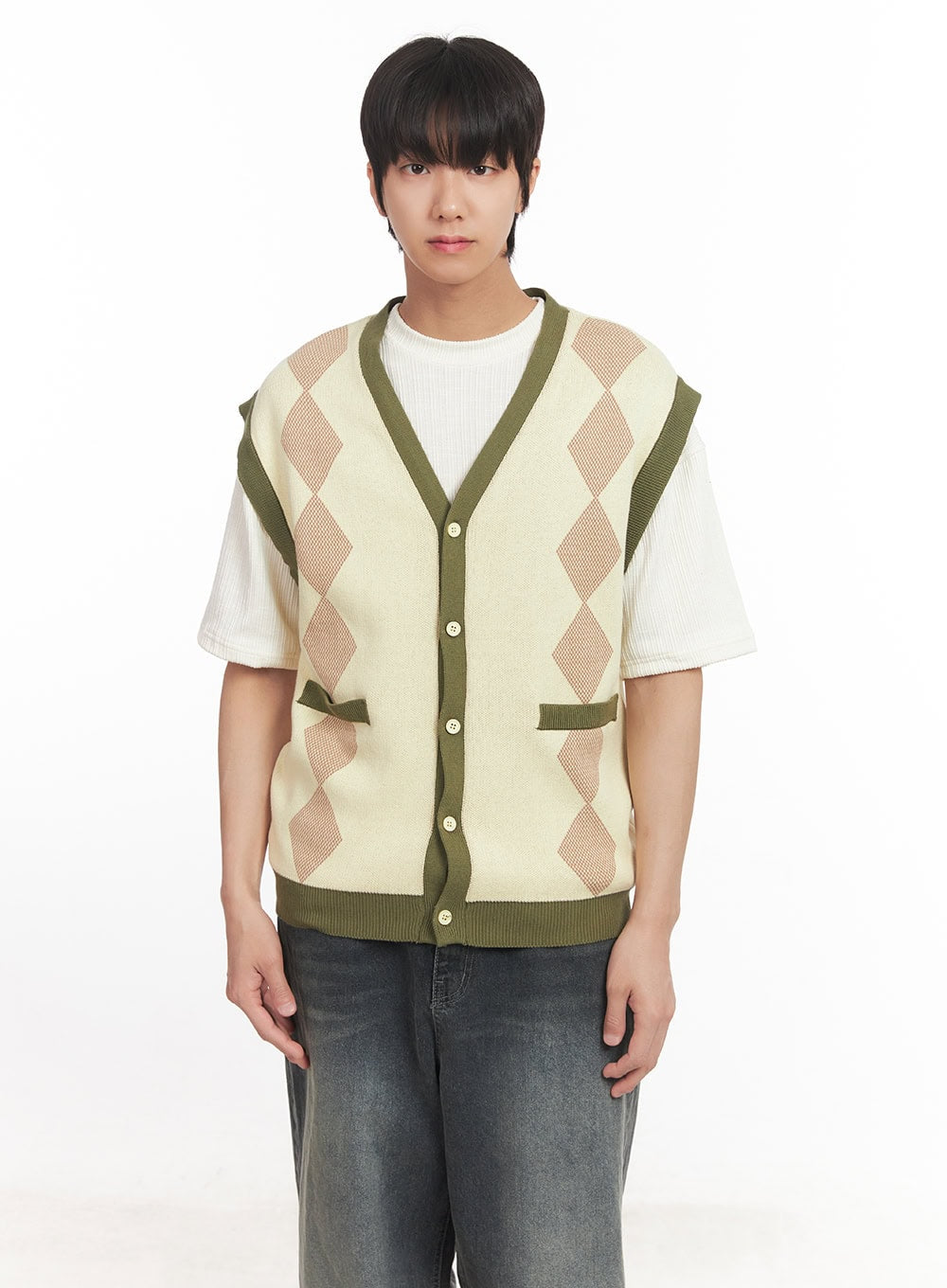 Men's Argyle V-Neck Sweater Vest IA511