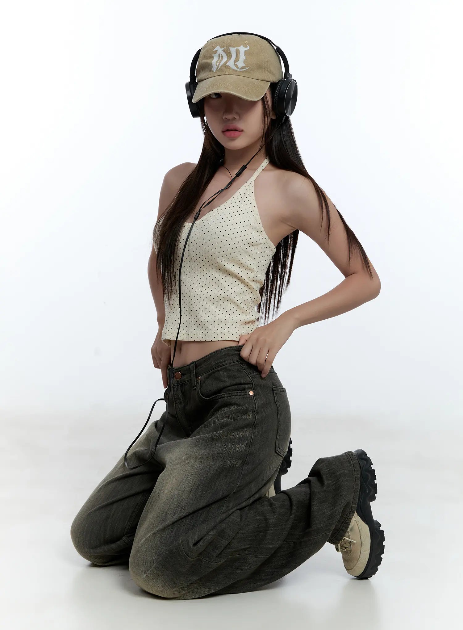 Polka Dot Halter Neck Cami Top CU527