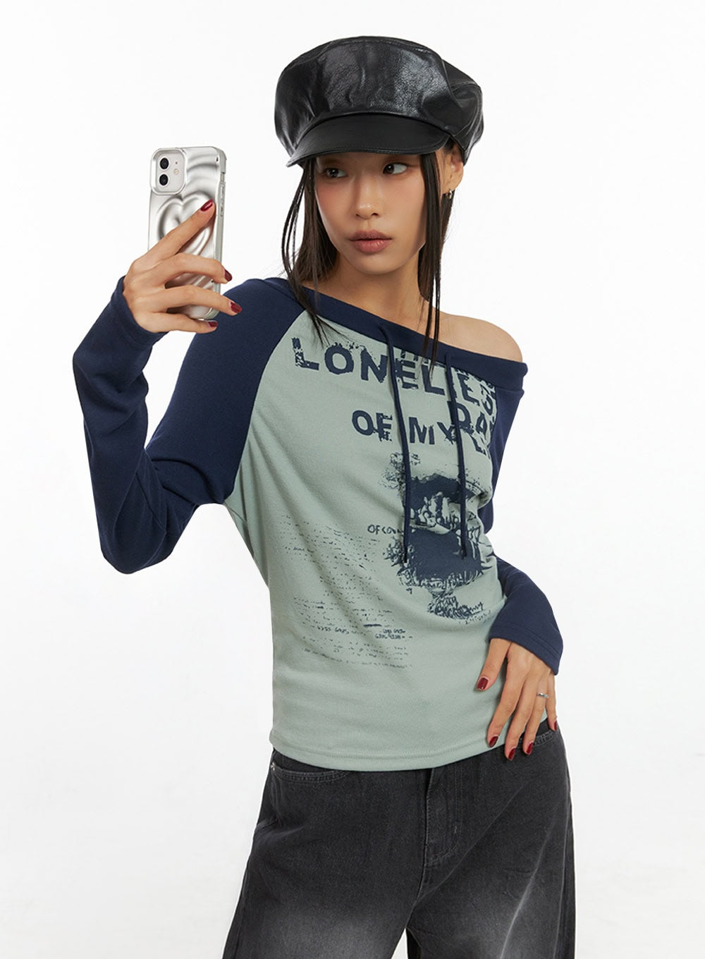 One-Shoulder Raglan Long Sleeve  IS427