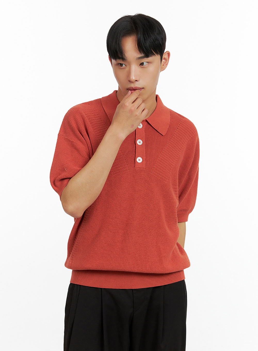 Men's Cotton Collar Buttoned T-Shirt IU414