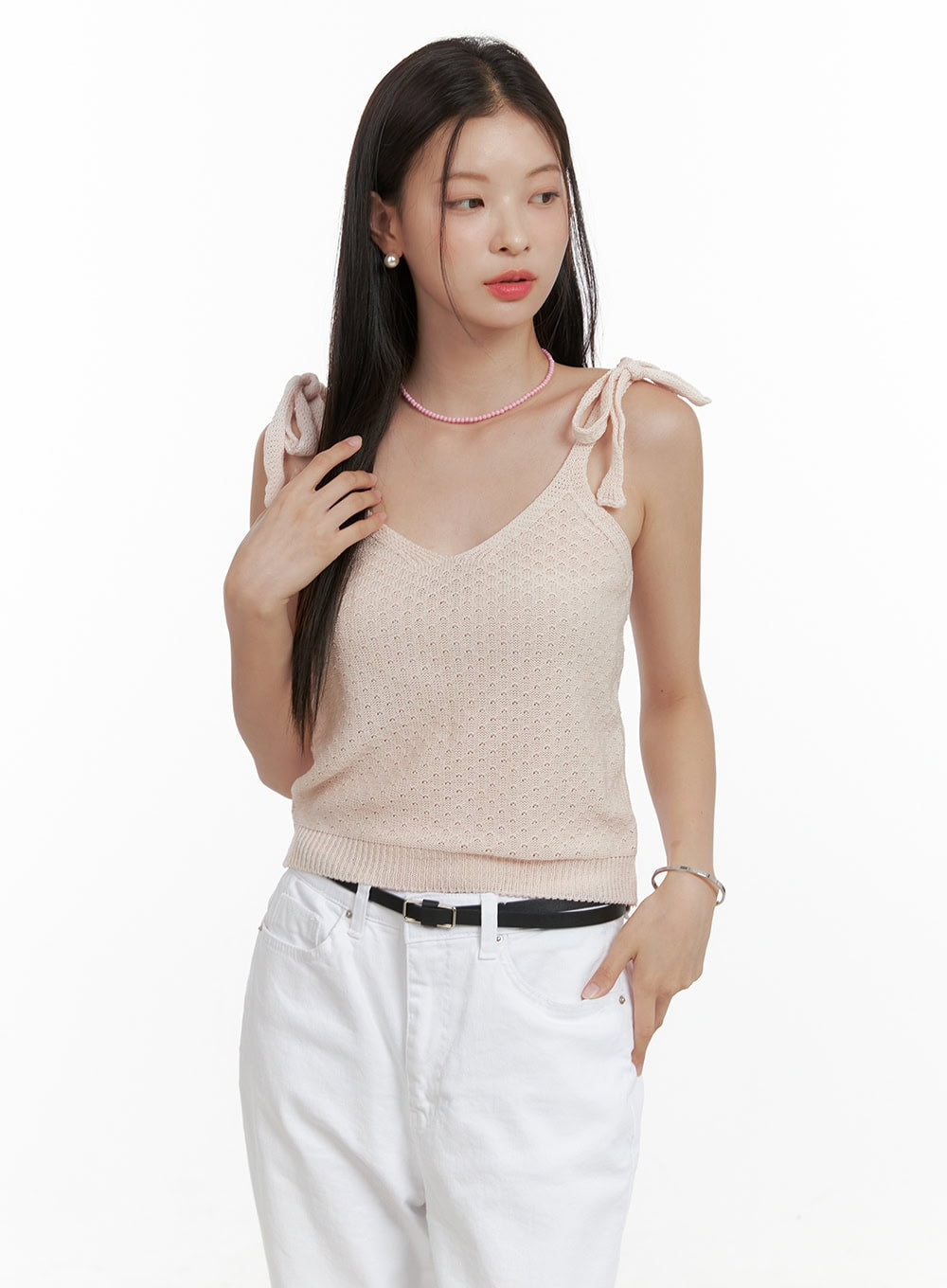 Ribbon Strap Sleeveless Knit Top OL411