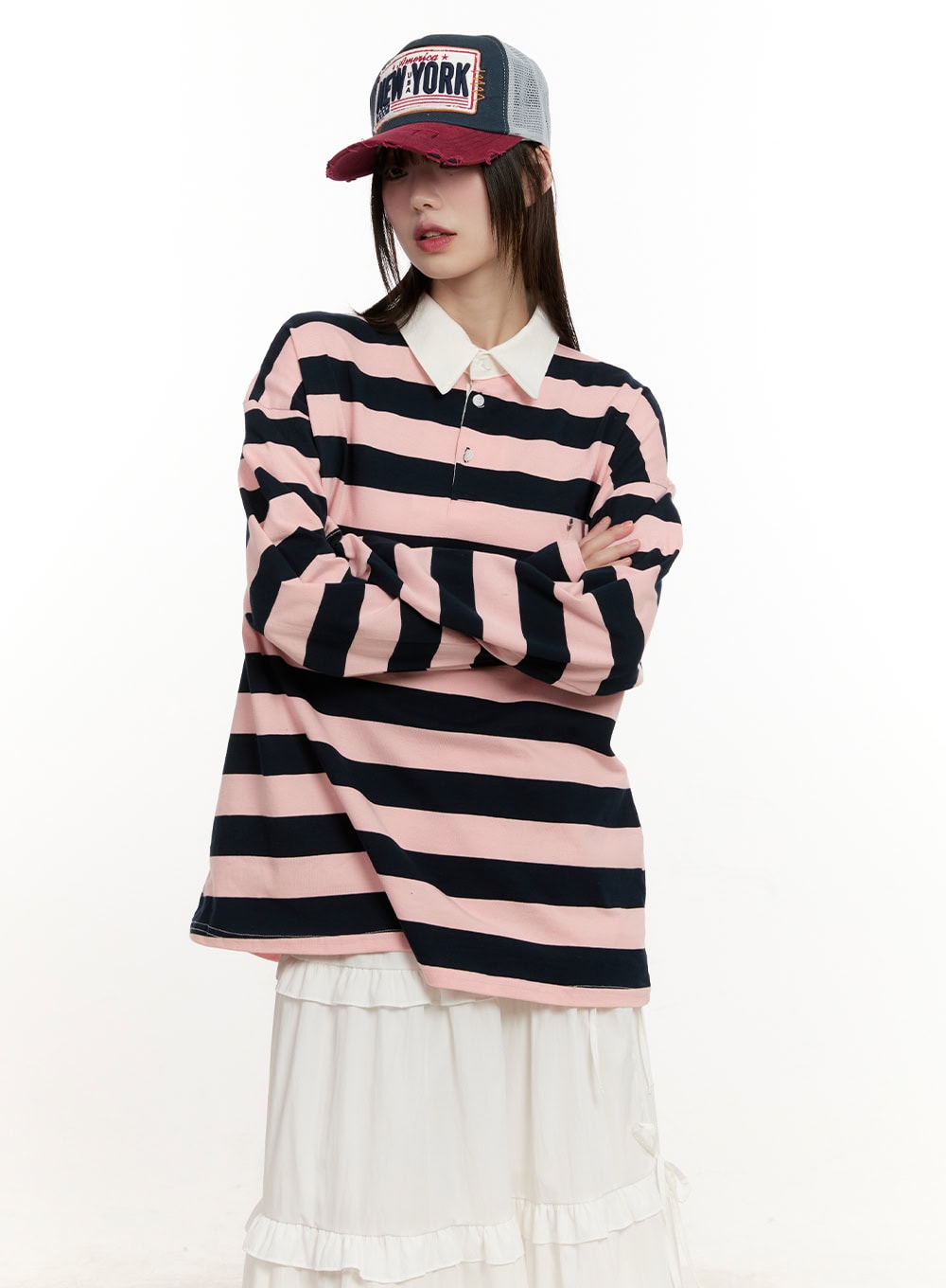 Striped Long Sleeve Polo Shirt CM514