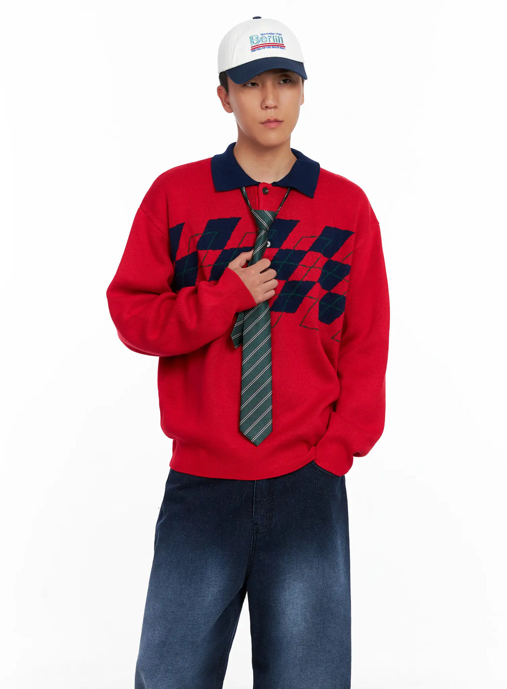 Men's Argyle Henley Knit IS510