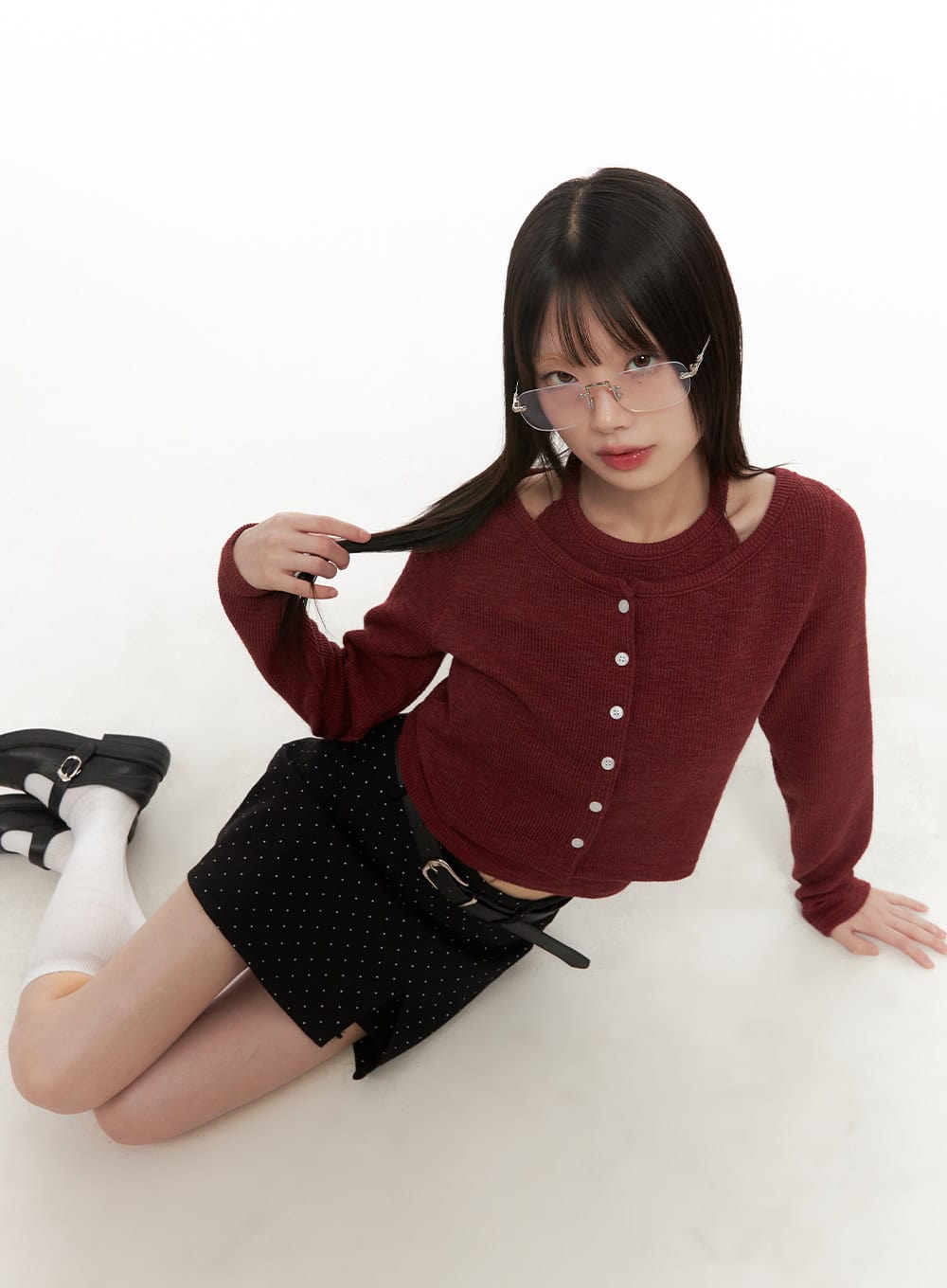 Slim-Fit Cardigan & Halter Top Set CD430