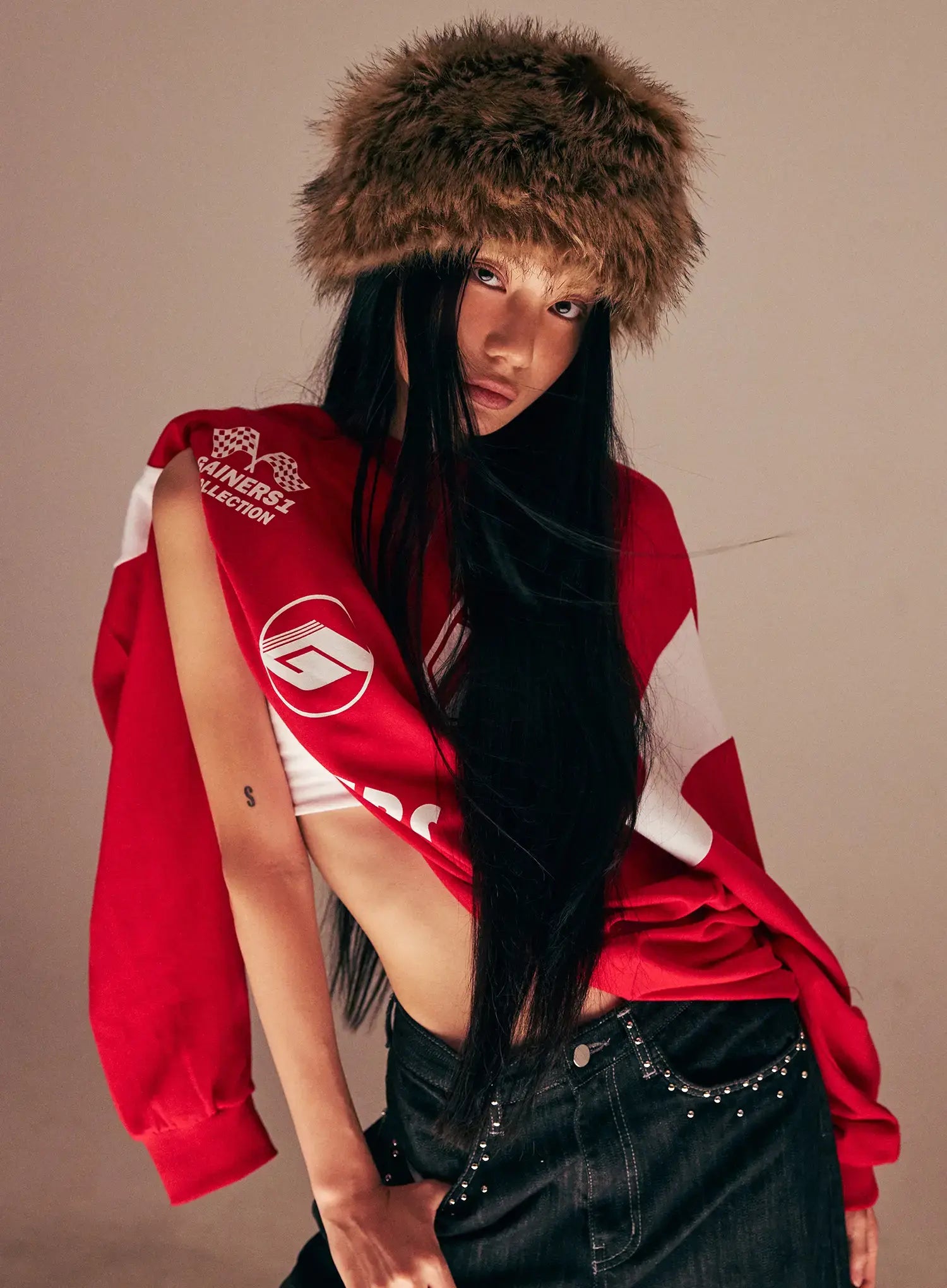 Oversized Graphic Jersey Sweatshirt CS509