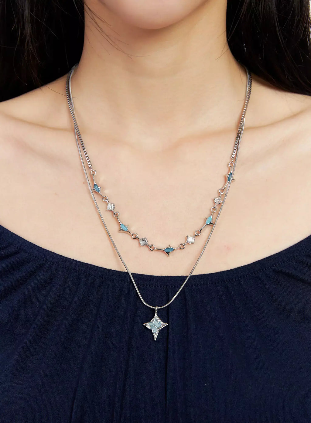 Sky Beaded Layered Necklace IG512