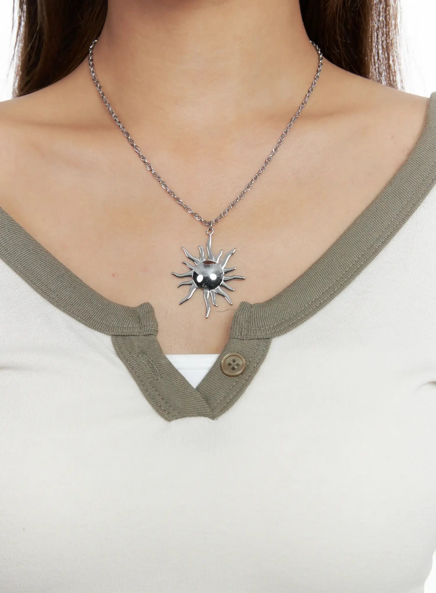 Silver Sun Pendant Necklace CS505