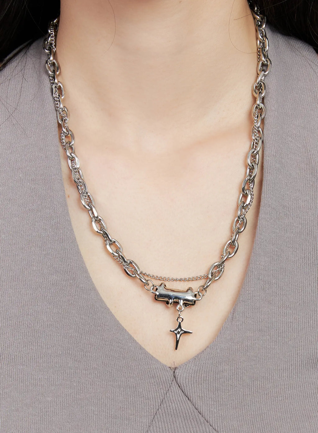 Black Crystal Pendant Necklace CG526