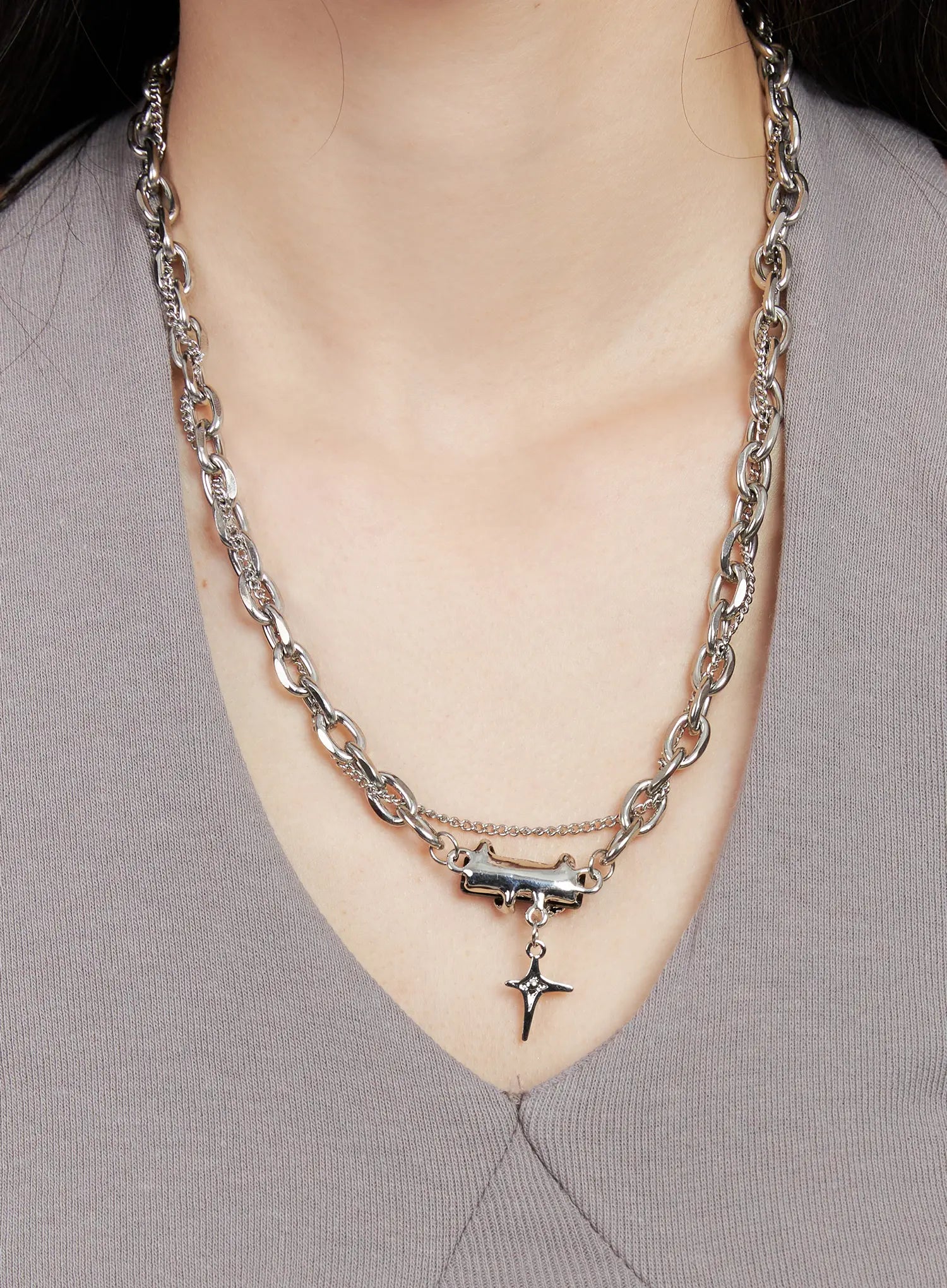 Black Crystal Pendant Necklace CG526