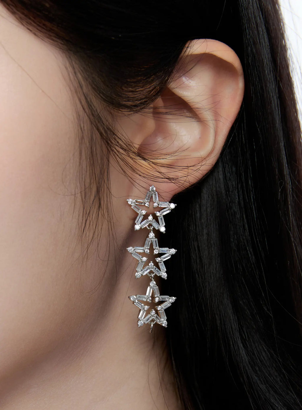 Triple Star Cubic Earrings CC0608