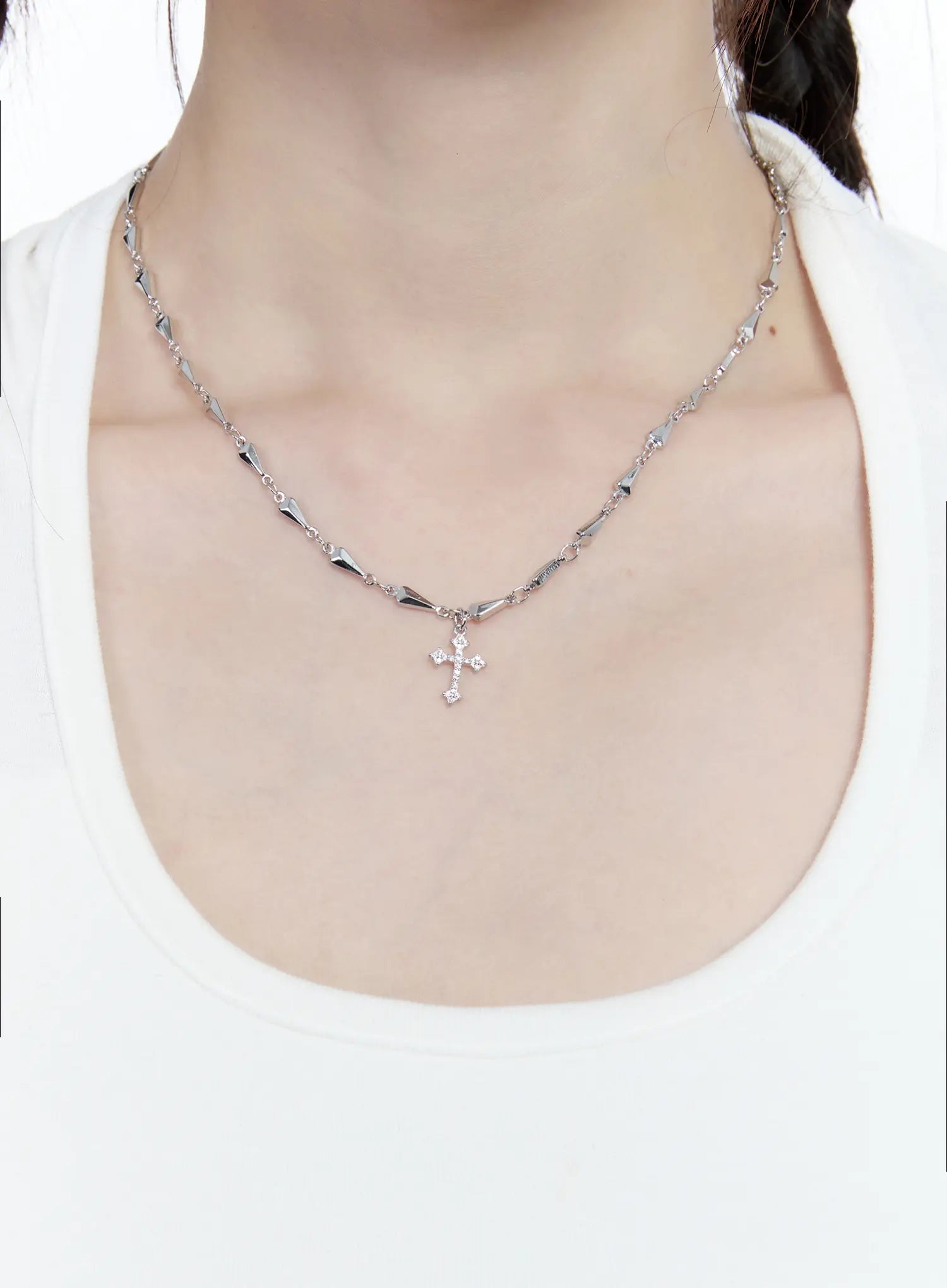Triangle Chain Cross Pendant Necklace CG511