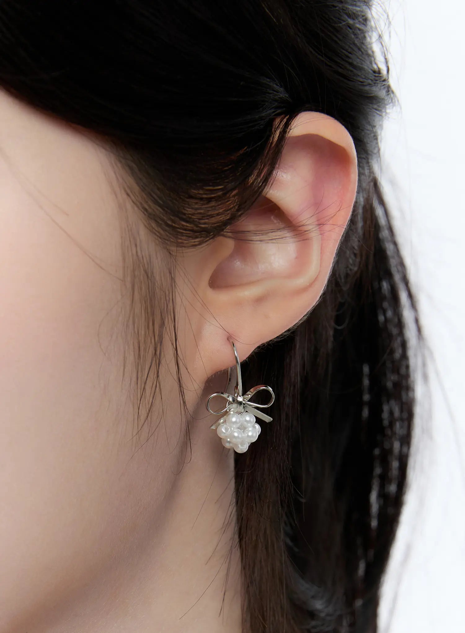 Dainty Ribbon Iridescent Bead Earrings CC0608