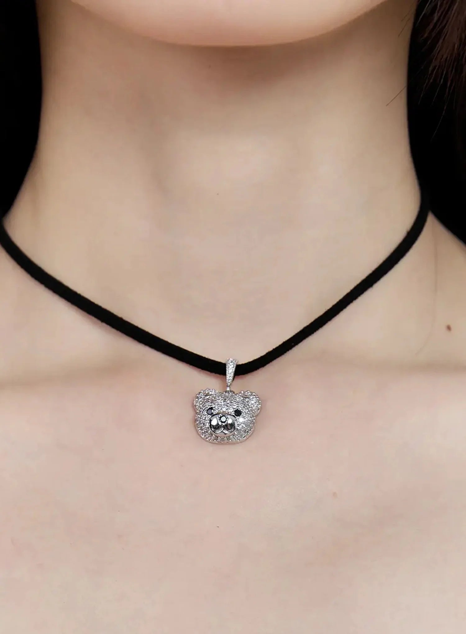 ACC Quede Teddy Bear Black Necklace IG507