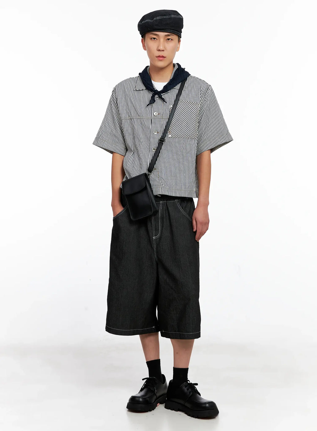 Men's Striped Cropped Jacket IG508