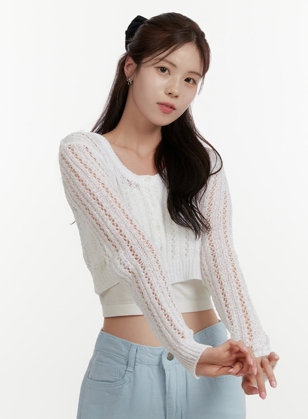 Hollow Out Cropped Cardigan OY409