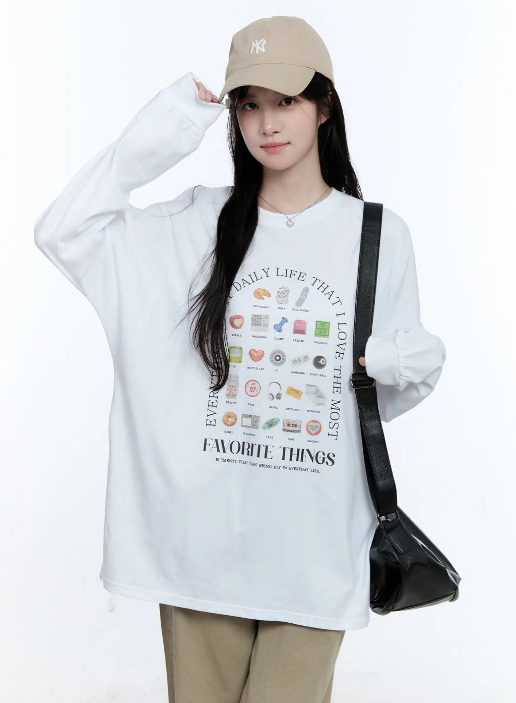 Oversized Graphic Print Long Sleeve Tee CG513