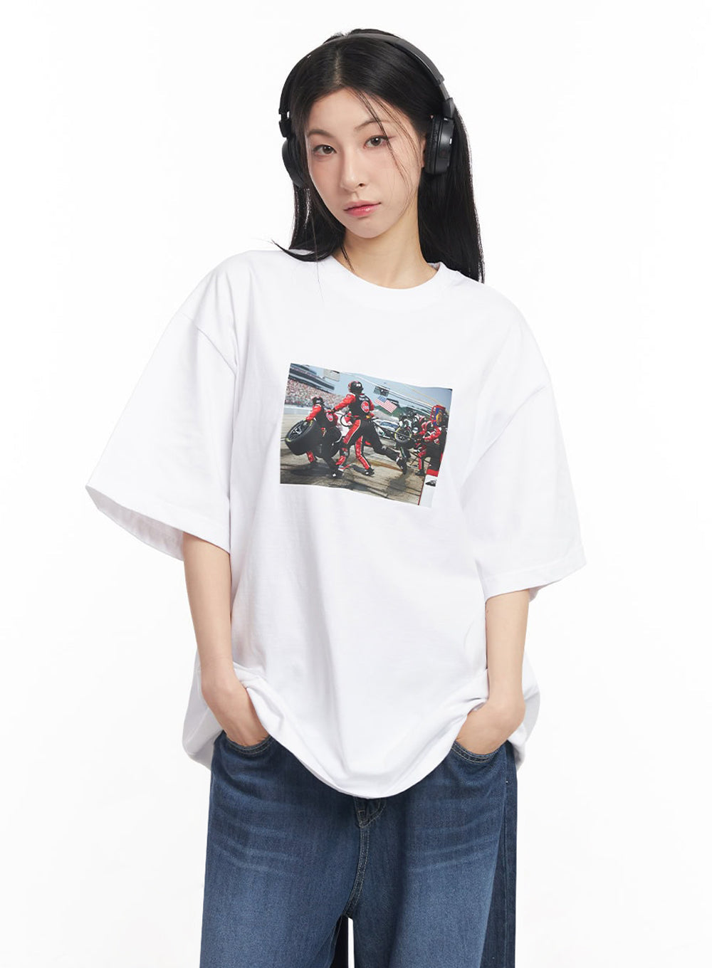 Casual Cotton Graphic Oversize T-Shirt IY529