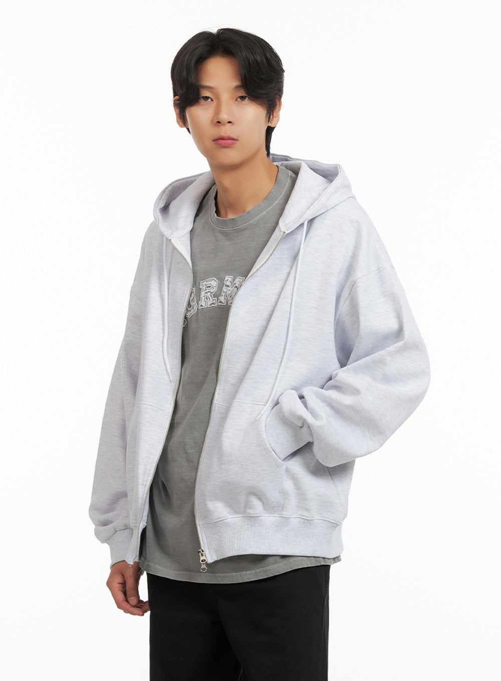Men's Basic Hoodie Jacket (White) IY416