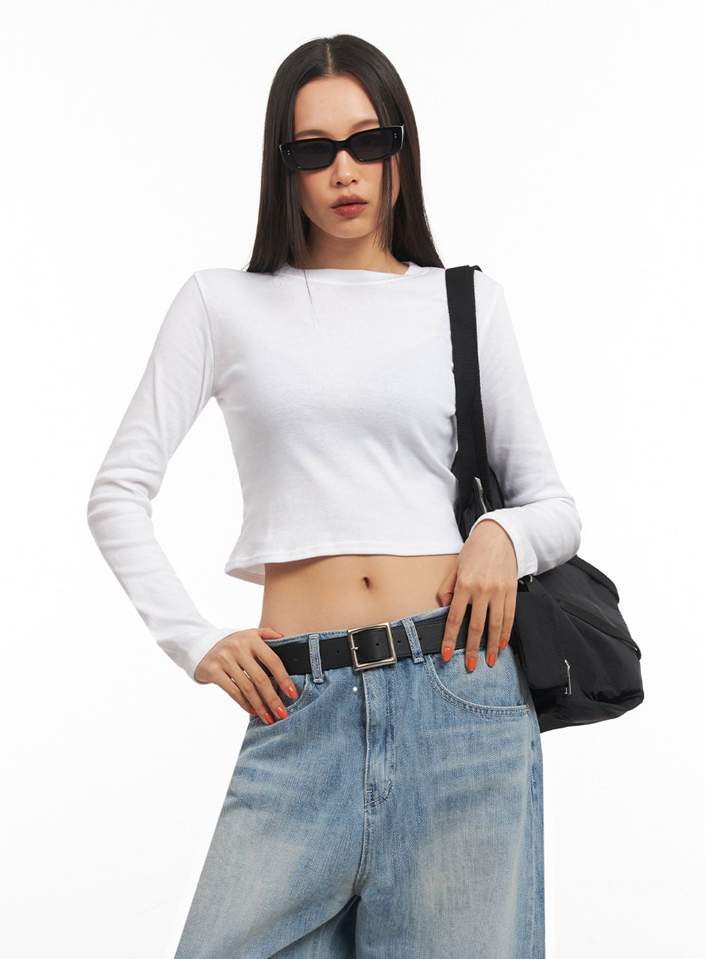 Slim-Fit Long-Sleeve Crop Top IA504