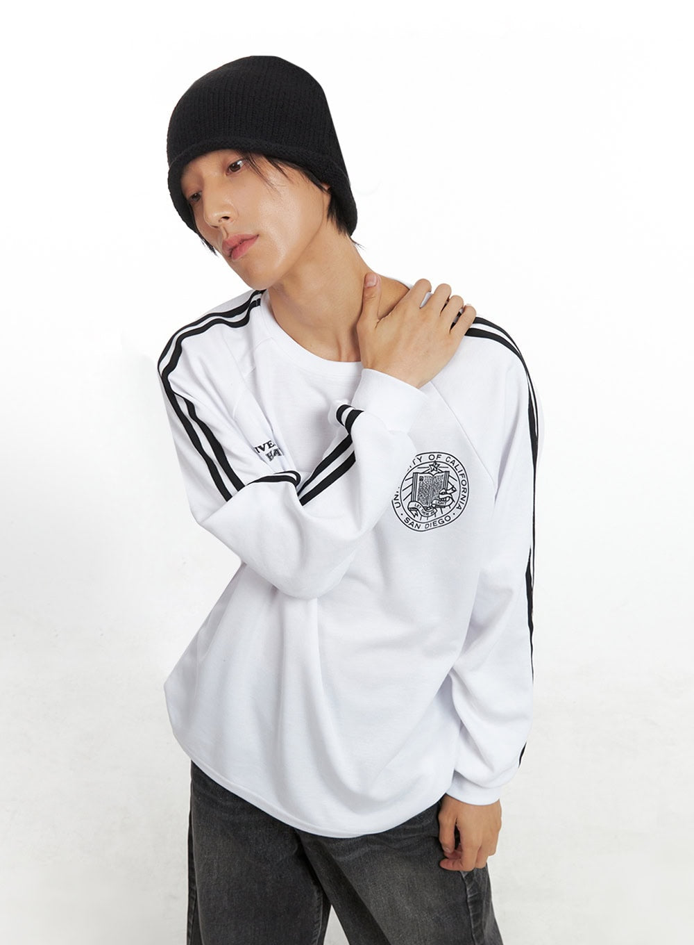 Men's Striped Logo Shirt IO417