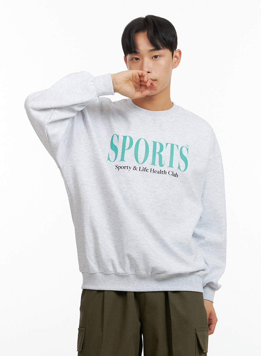 Men's Graphic Lettering Crewneck Sweatshirt (White) IU412