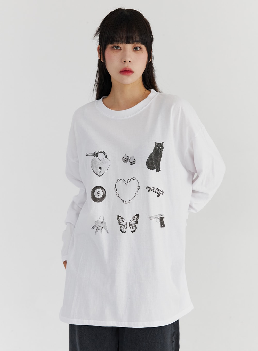 Loose Fit Cute Print Tee CS327