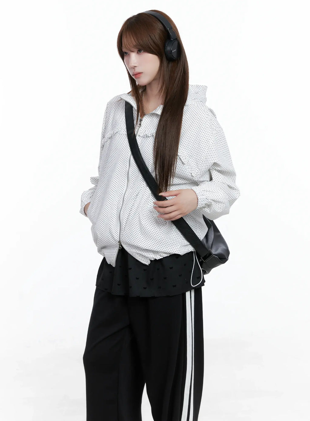 Polka-Dot Hooded Windbreaker CS501