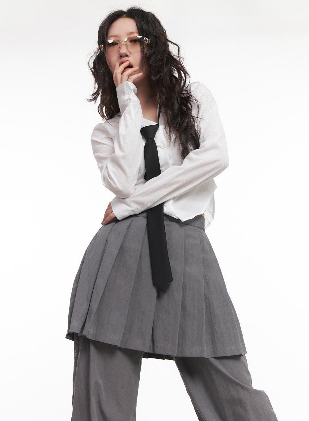 Sheer Collared Button-Down Shirt CA518