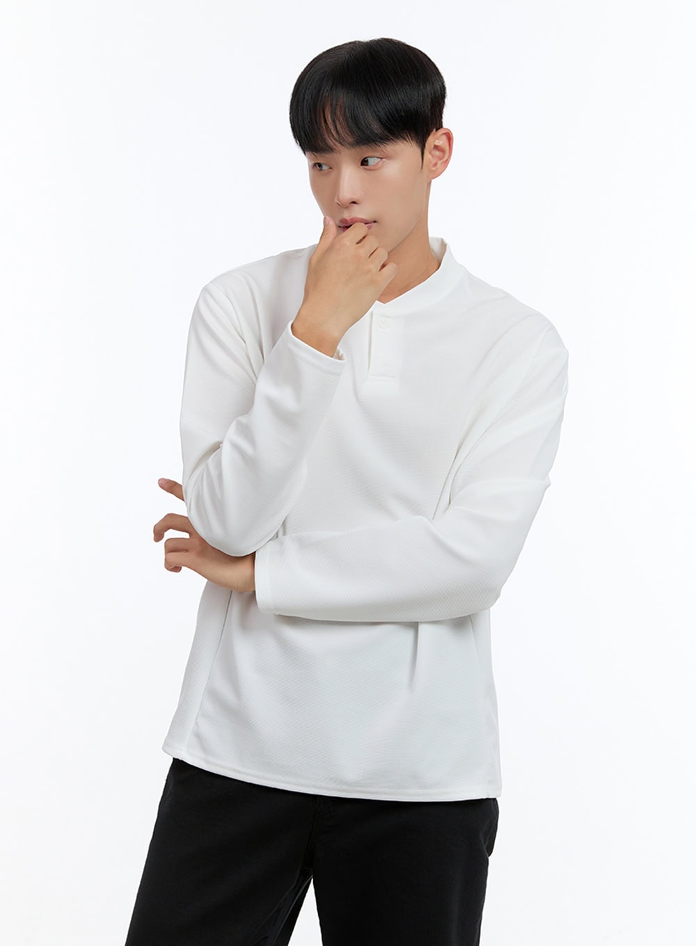 Men's Henley Neck Long Sleeve Tee IS413