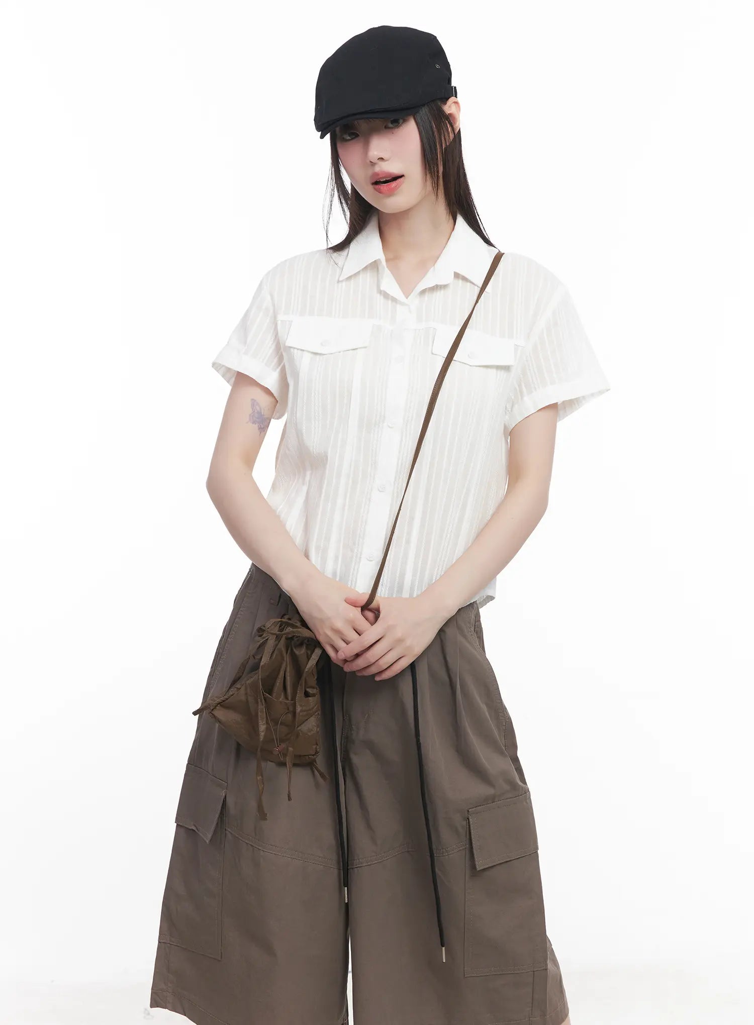 Collared Buttoned Short-Sleeve Shirt CU518