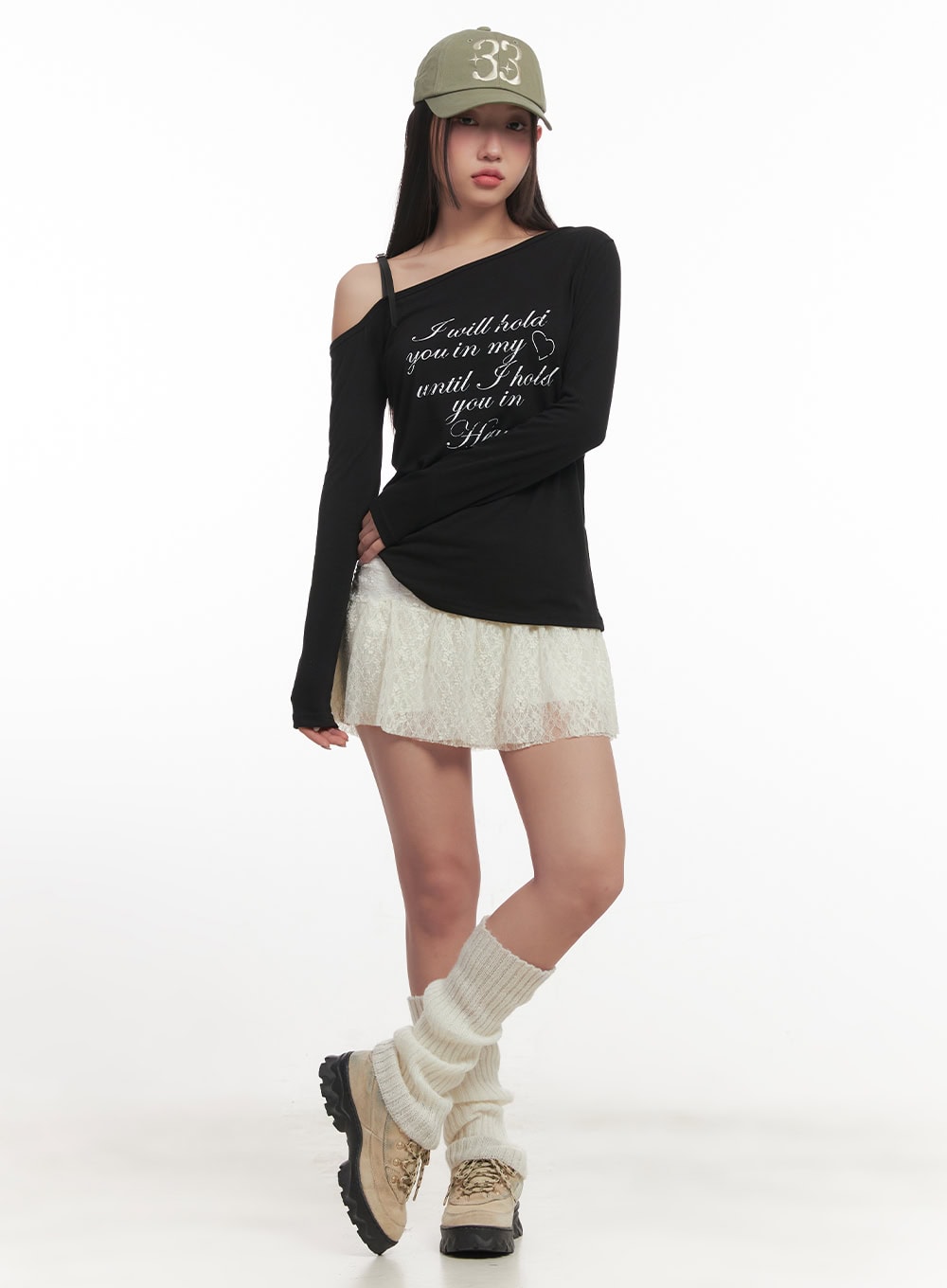 Frill-Trim Lace Skirt CF524