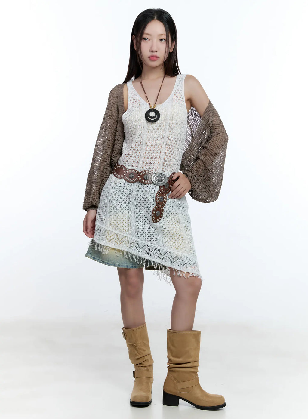 Tassel Asymmetric Midi Dress CU527