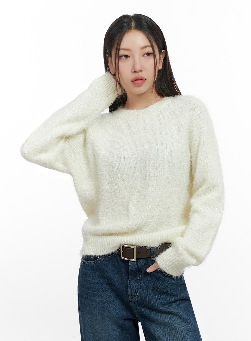 Solid Round Neck Knit Top IN415