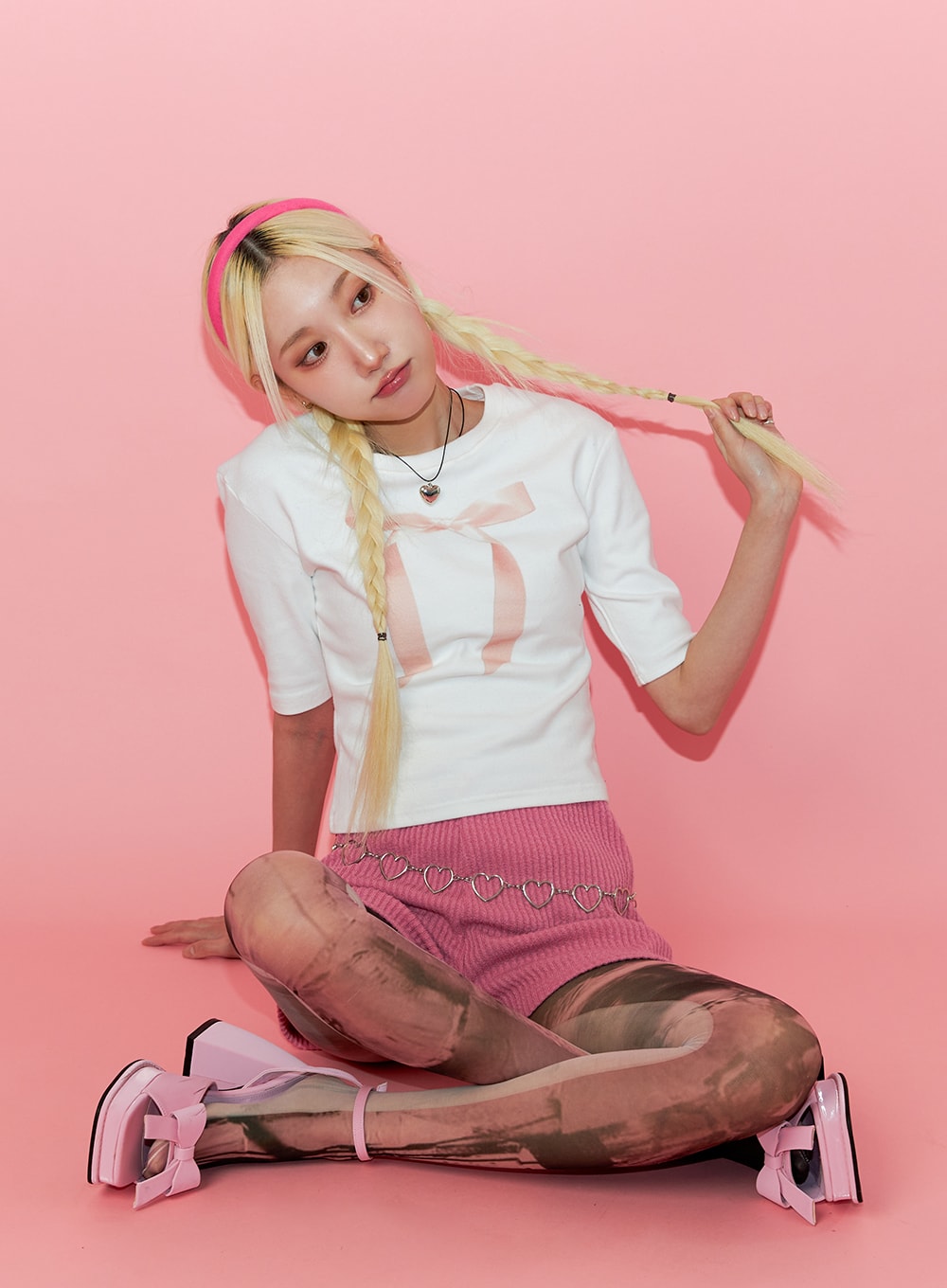 Ribbon Slip Crop T-shirt ID313